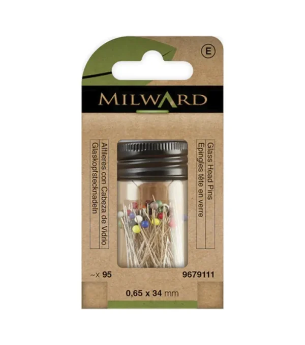 Alfileres con Cabeza de Vidrio Multicolor de Milward- 95 Unidades